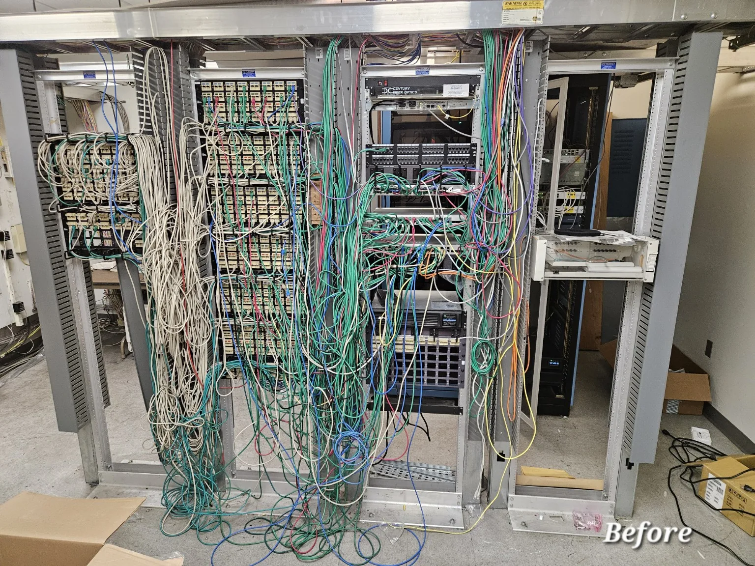 Before network rack cleanup